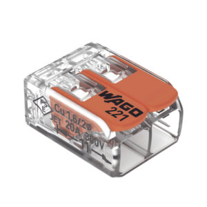 Borna de Conexión WAGO 221-412 / Palancas de Accionamiento / Capacidad 4 mm² / Transparente / CAGE CLAMP® / Compatibilidad con cables AWG 24-12
