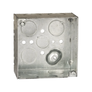 Caja Cuadrada Galvanizada  de 4 x 4" / Profundidad 2 1/8 / 11 Entradas de 3/4" y 1 de 1/2".