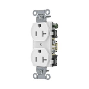 Contacto Dúplex 20 A, 125 V,  2 Polos, 3 Hilos, Cableado Posterior y  Lateral, Color Blanco (Nema 5-20R).