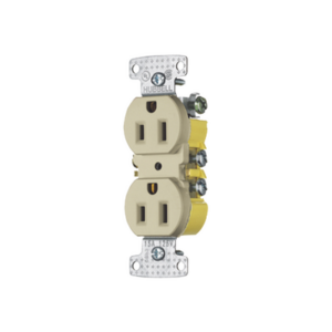 Contacto Duplex 15A 125V/ 2 Polos 3 Hilos / Cableado posterior y lateral / Nema 5-15R / Color Marfil.