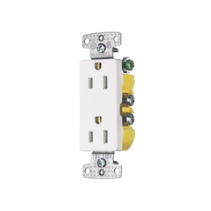 Contacto Duplex Decorador 15A 125V, 2 Polos, 3 Hilos, Color  Blanco (Nema5-15R).