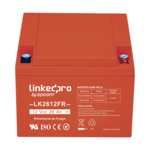 Batería 12 V / 26 Ah / UL / Tecnología AGM-VRLA / Vida útil promedio de 5 años / Retardante a la Flama / Para uso en equipo electrónico, Alarmas de Intrusión / Incendio/ Control de acceso / Video Vigilancia / Term