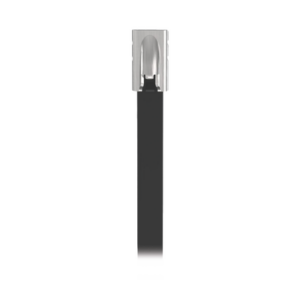 Cincho Pan-Steel™ de Acero Inoxidable 316, de 521mm largo x 4.6mm ancho, Color Negro, Exterior Resistente a Rayos UV, Paquete de 100pz