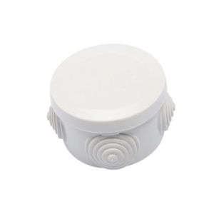 Caja Derivación-Conexión de Plástico Circular con 4 Glándulas de Goma (70 diámetro X 48 alto mm). Para Instalaciones Comerciales,  Residenciales e Industriales. Cerrado a Presión.