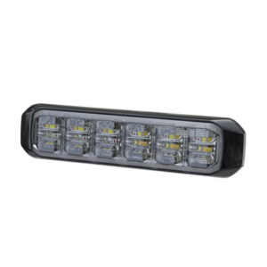 Luz Auxiliar de 18 LED, SAE, Tricolor, Bisel Negro, Rojo/Blanco/Azul, Lente Transparente