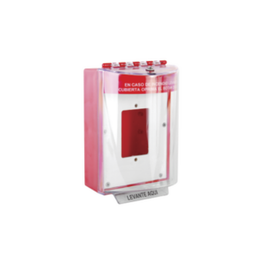 Cubierta Universal De Policarbonato Con Espaciador y Placa De Montaje Interna, Texto De Incendio En Español, Interior/Exterior, Serie Universal Stopper®