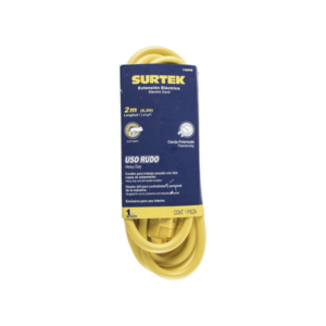 Extensión Eléctrica de Uso Rudo 2 metros / 127 V CA 10 A Máximo /  Color Amarillo.