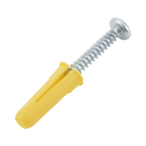 Paquete de 20 taquetes amarillo  1" y 20 tornillos 8mm x 1"